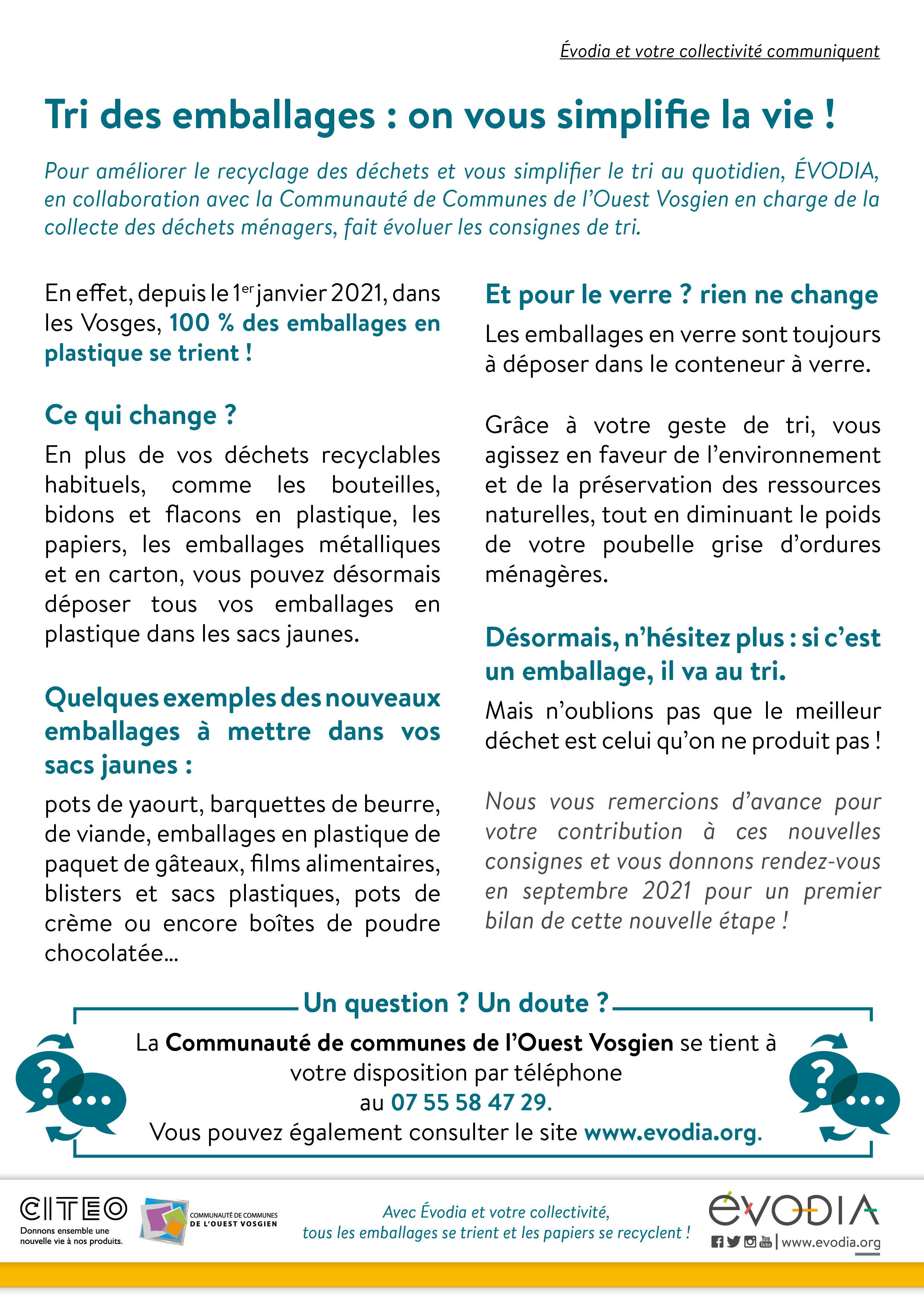 Nouvelles consignes de tri