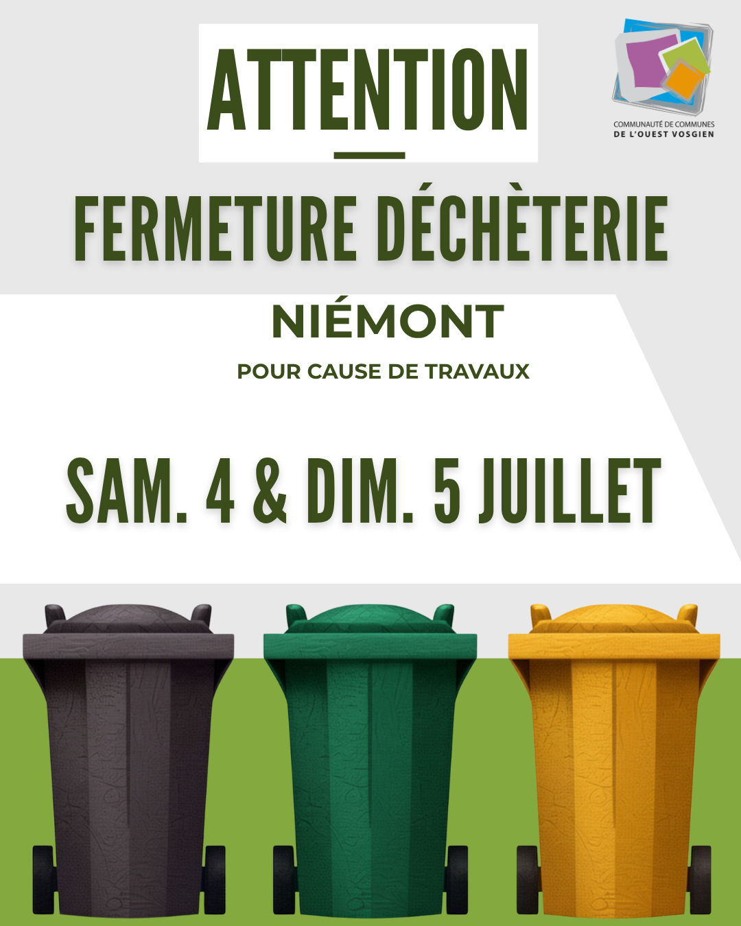 Fermeture Déchèterie du Niémont